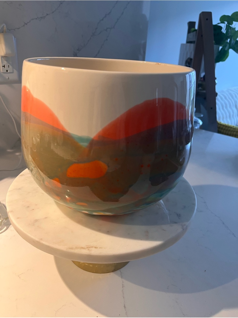 Hand-Painted Ceramic Planter - Multi-Color